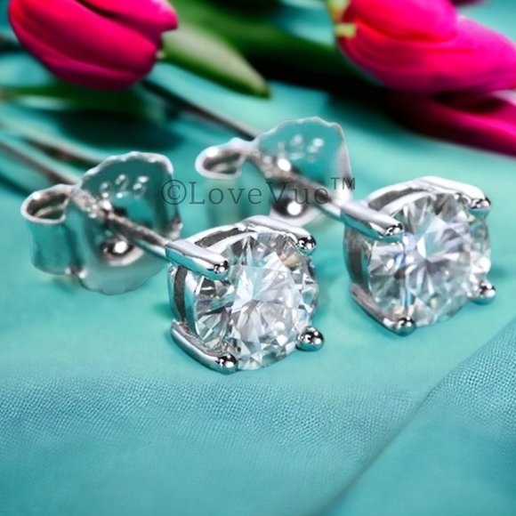 Certified 2ct. t.w. Diamond 4-Prong Solitaire Brilliant Cut Earrings - Picture 3 of 15